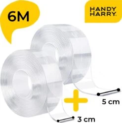 Handy Harry® Dubbelzijdig Magic Nano Gekko Grip Tape - Dubbelzijdige Tape - Herbruikbaar En Wasbaar - 6 Meter