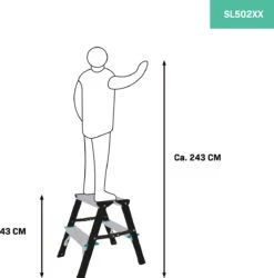 VONROC PRO Dubbele Trap 2 Treden – Klustrap/huishoudtrap Inklapbaar – Max. Belastbaarheid 150kg - Antislip -WerkPro Verkoopwinkel 1185x1200 9