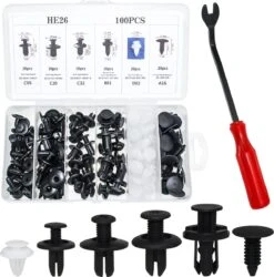 BOTC 100 Delige Auto Carrosserie Clips - Bekleding Clips - Fender Clips - Met 1 Auto Dashboard Deurpaneel Verwijder Tool