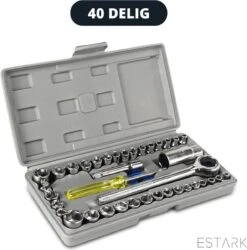 ESTARK® Professionele XL 40-Delige Dopsleutel Set - Met Momentsleutel Ratel & Verlengstuk - Doppenset Doppendoos Torx/Inbus/Hex/Kruiskop/Philips Bit Doppen Set - Ratelset - Met Snelwisselsysteem - 1/4" & 1/2" Inch Doppenset -WerkPro Verkoopwinkel 1187x1200 18