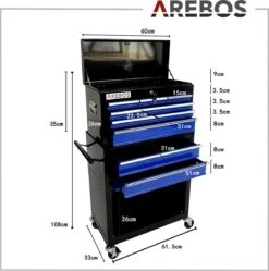 AREBOS - Werkplaatskar - Gereedschapskast - Gereedschapskist - 9 Vakken -WerkPro Verkoopwinkel 1188x1200 10