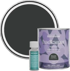 Rust-Oleum Zwart Badkamer Tegelverf Matt - Natuurlijke Houtskool 750ml