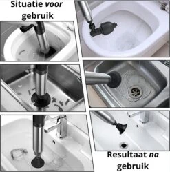 Merkloos FreeDrain® Professionele Luchtdruk Pomp Ontstopper - 4 Ontstoppingskoppen - Luchtdruk Meter - RVS - Gootsteenontstopper - Toilet - WC - Afvoer - Rioolontstopper - Ontstoppingsveer - Plopper - 0-8 Bar -WerkPro Verkoopwinkel 1189x1200 15
