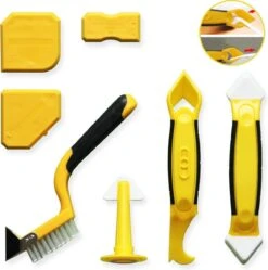 M-Iconic 5 In 1 Kit Schraper - Kitmes - Kitspatel - Kitstrijker - Kitschraper - Siliconen Verwijderaar - Kit Verwijderaar - Geel