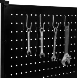 VONROC Duurzaam Rubberhout Werkbank / Werktafel - Met Stalen Gatenwand En Lade – Belastbaar Tot 130kg – Incl. 15-delige Hakenset -WerkPro Verkoopwinkel 1191x1200 18