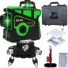 Hilda Zelfnivellerende Kruislijnlaser Met 12 Lijnen - Inclusief Muurbeugel En 360 Graden Statief - Groene Lasers - Waterproof - Laserwaterpas - Met Opbergkoffer