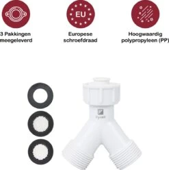 Fyveli Y Stuk Kraan Splitter - Aanvoer Y Stuk Voor Wasmachine En Vaatwasser - 3/4" - PP - Lange Uitloop -WerkPro Verkoopwinkel 1193x1200 32