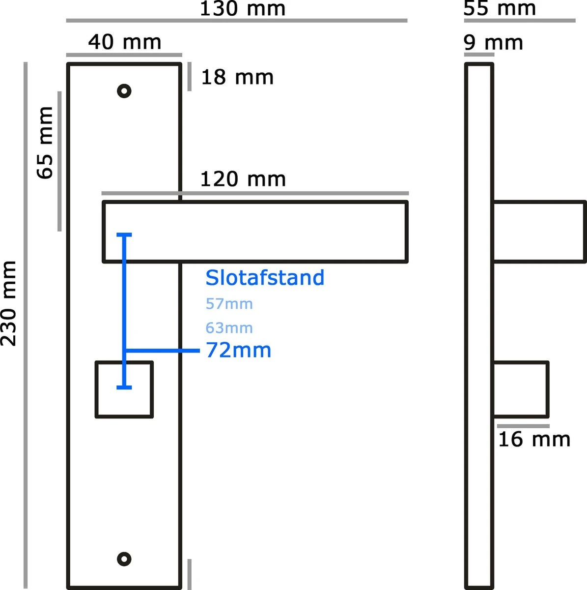 Deurklink Met WC Slot - 72mm - Eliot Serie Op Schild - Mat Zwart - Complete Set 4 Deurklink Met WC Slot - 72mm - Eliot Serie Op Schild - Mat Zwart - Complete Set - Afbeelding 2