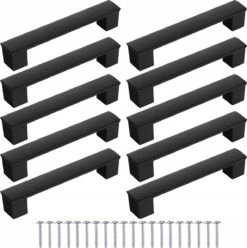Renalux Design Handgreep Zwart - Set Van 10 Stuks - Handgreep Badkamer - Handvaten Kast - Handgreep Kast - Handgreep Keukenkastjes - Handgrepen Voor Deurtjes - 150 Mm - 10 Stuks