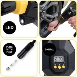 Dunlop Digitale Luchtcompressor - Bandenpomp - 12V - Digitaal Display - Max. 150PSI/ 10 Bar - Incl. Opbergtas En 2 Naalden - Autobanden En Opblaasartikelen -WerkPro Verkoopwinkel 1197x1200 2