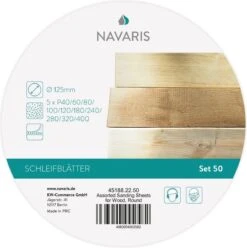 Navaris 50x Rond Schuurpapier - Voor Schuurmachines - Klittenbandbevestiging - 125 Mm - Korrel 40-400 - Schuurschijven Voor Hout, Metaal En Meer -WerkPro Verkoopwinkel 1197x1200 8