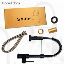 Souiri Keukenkraan Met Uittrekbare Uitloop - Keukenmengkraan - Handdouche - Flexibele Slang - Zwart -WerkPro Verkoopwinkel 1198x1200 30