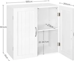 FURNIBELLA - Hangkast Met 2 Deuren, Badkamerkast, Keukenkast, Wandkast, Medicijnkast, Wit -WerkPro Verkoopwinkel 1200x1000 10