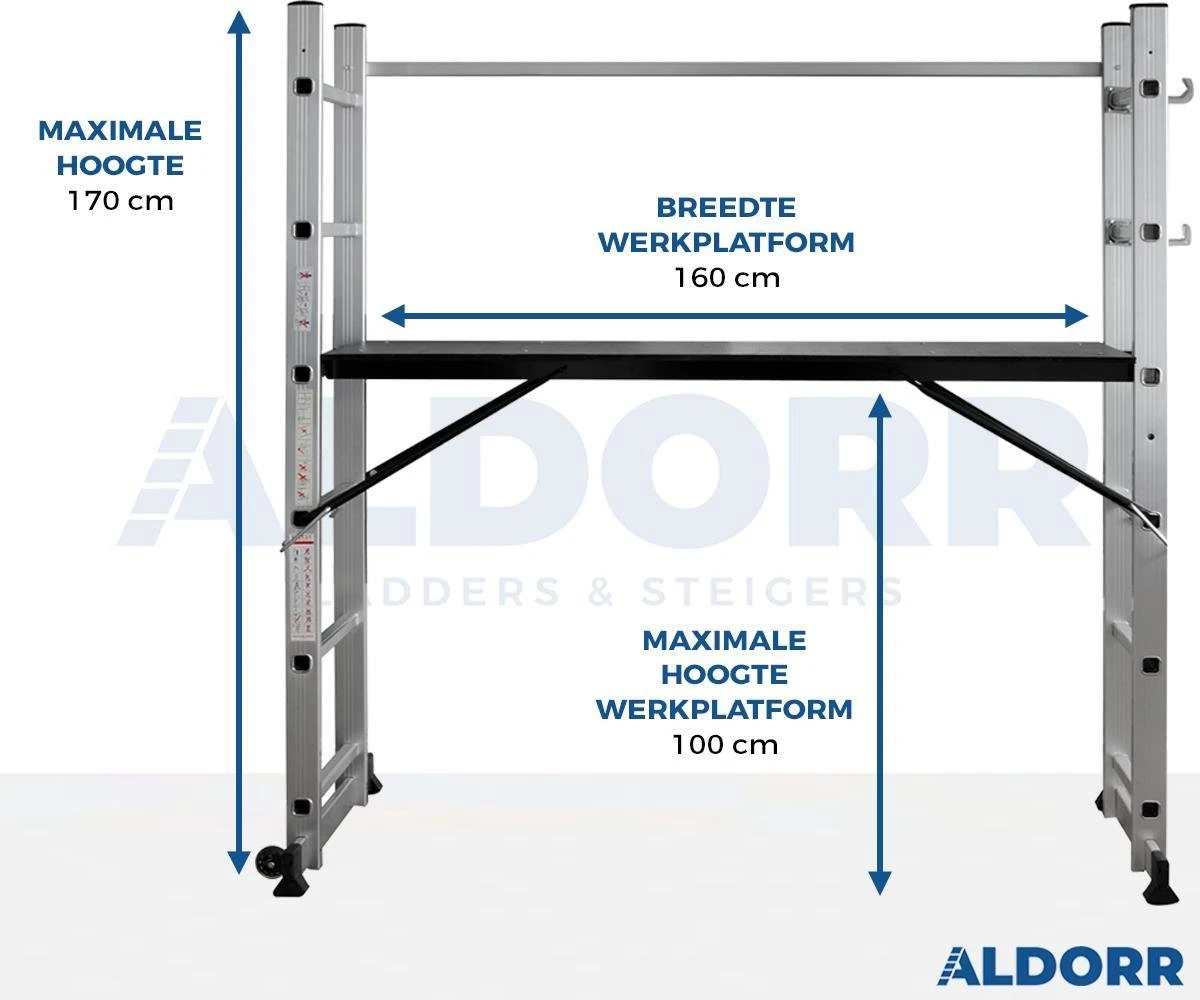 ALDORR Home - 2x6 Multifunctionele Kamersteiger - Ladder - Werkhoogte 2,60 Meter 6 ALDORR Home - 2x6 Multifunctionele Kamersteiger - Ladder - Werkhoogte 2,60 Meter - Afbeelding 4