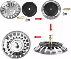 LOUZIR RVS Afvoerstop - Afvoerplug - Wastafel / Gootsteen / Spoelbak / Bad / Douchebak / Keuken / Wasbak/ Lavabo / Aanrecht - Gootsteen Zeef - Korfplug - Badstop - Roestvrij Staal - Roestvast Staal - Anti Verstopping - 78 Mm -WerkPro Verkoopwinkel 1200x1000 9