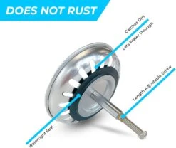 Gootsteen Afvoerstop 82 Mm Met Verstelbare Hoogte Korfplug - Afvoerplug - Spoelbak Zeef - RVS -WerkPro Verkoopwinkel 1200x1011