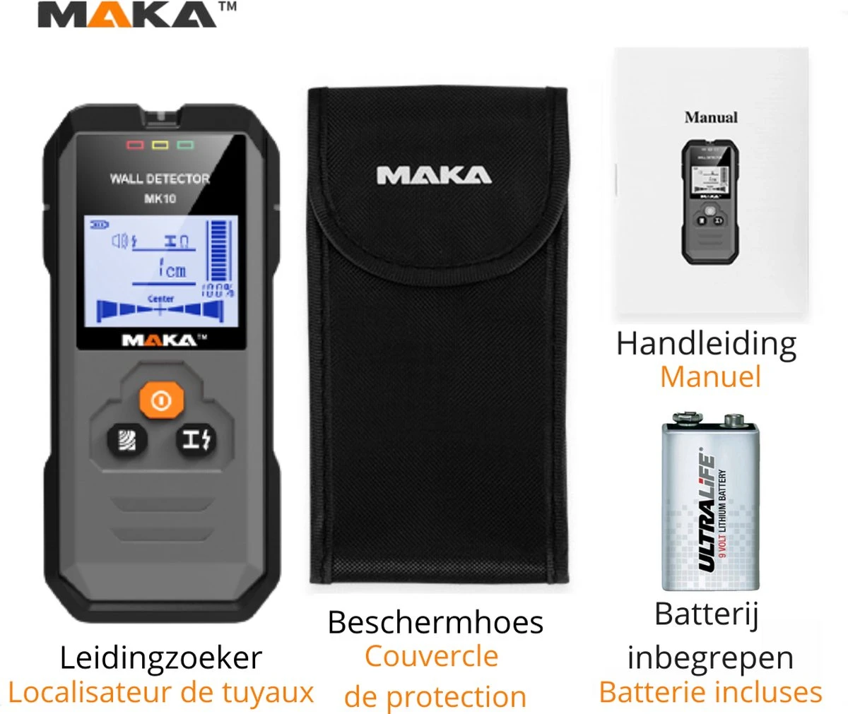 MAKA Digitale Leidingzoeker - Koper, Metaal & Hout Detectie Tot 120mm 8 MAKA Digitale Leidingzoeker - Koper, Metaal & Hout Detectie Tot 120mm - Afbeelding 6