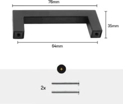 Merkloos Handgreep Zwart Vierkant - RVS - 64mm Hartafstand - Handvat Voor Kast, Keukenkast, Lade Of Deurtje - Vierkante Moderne Greep Inclusief Schroeven - Keukengreep - Meubelgreep - Kastgreep - Kleine Handgreep -WerkPro Verkoopwinkel 1200x1012 9