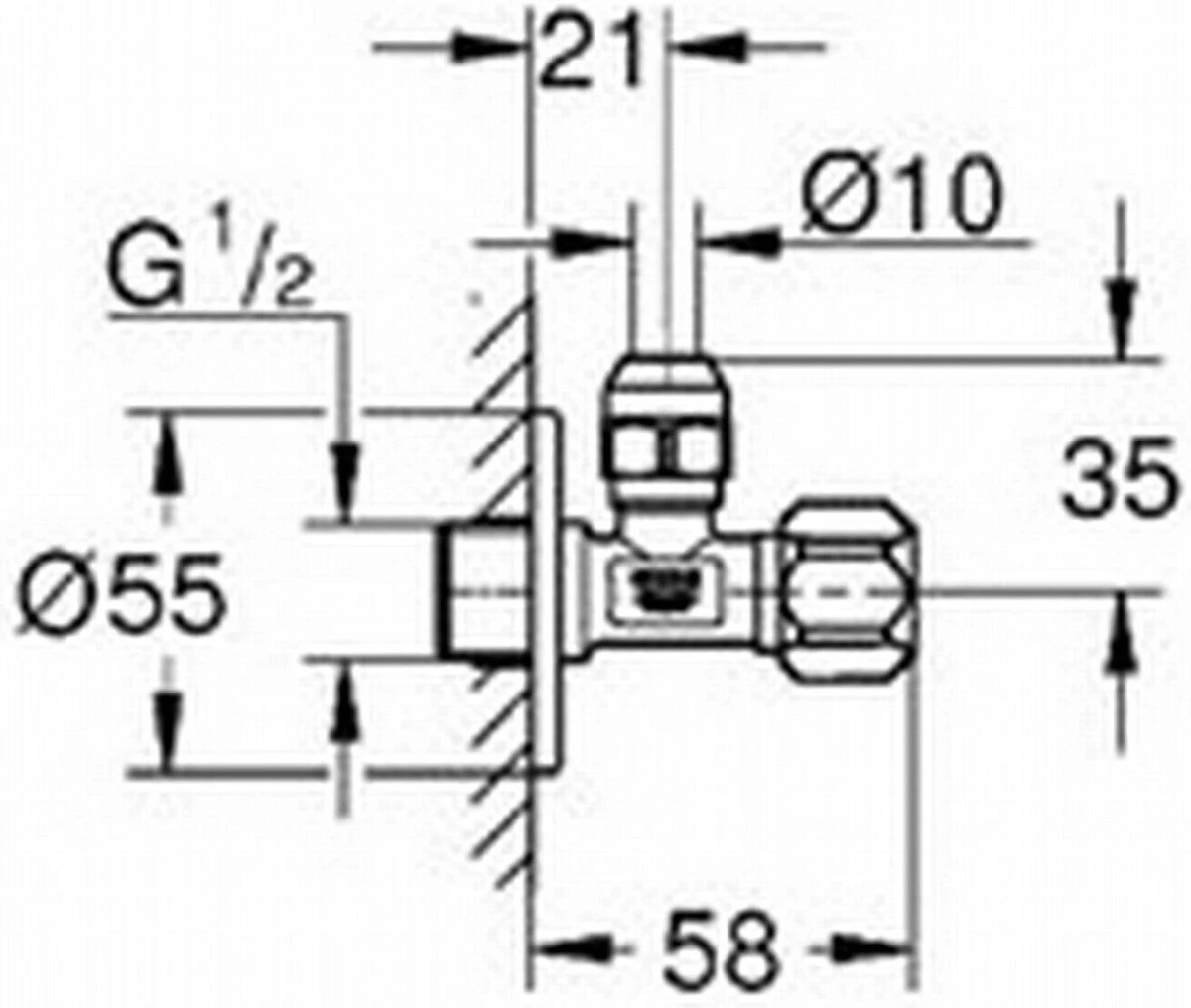 GROHE Hoekstopkraan 22018000 Hoekstkr.1/2x3/8 Knel Knst.grp 4 GROHE Hoekstopkraan 22018000 Hoekstkr.1/2x3/8 Knel Knst.grp - Afbeelding 2