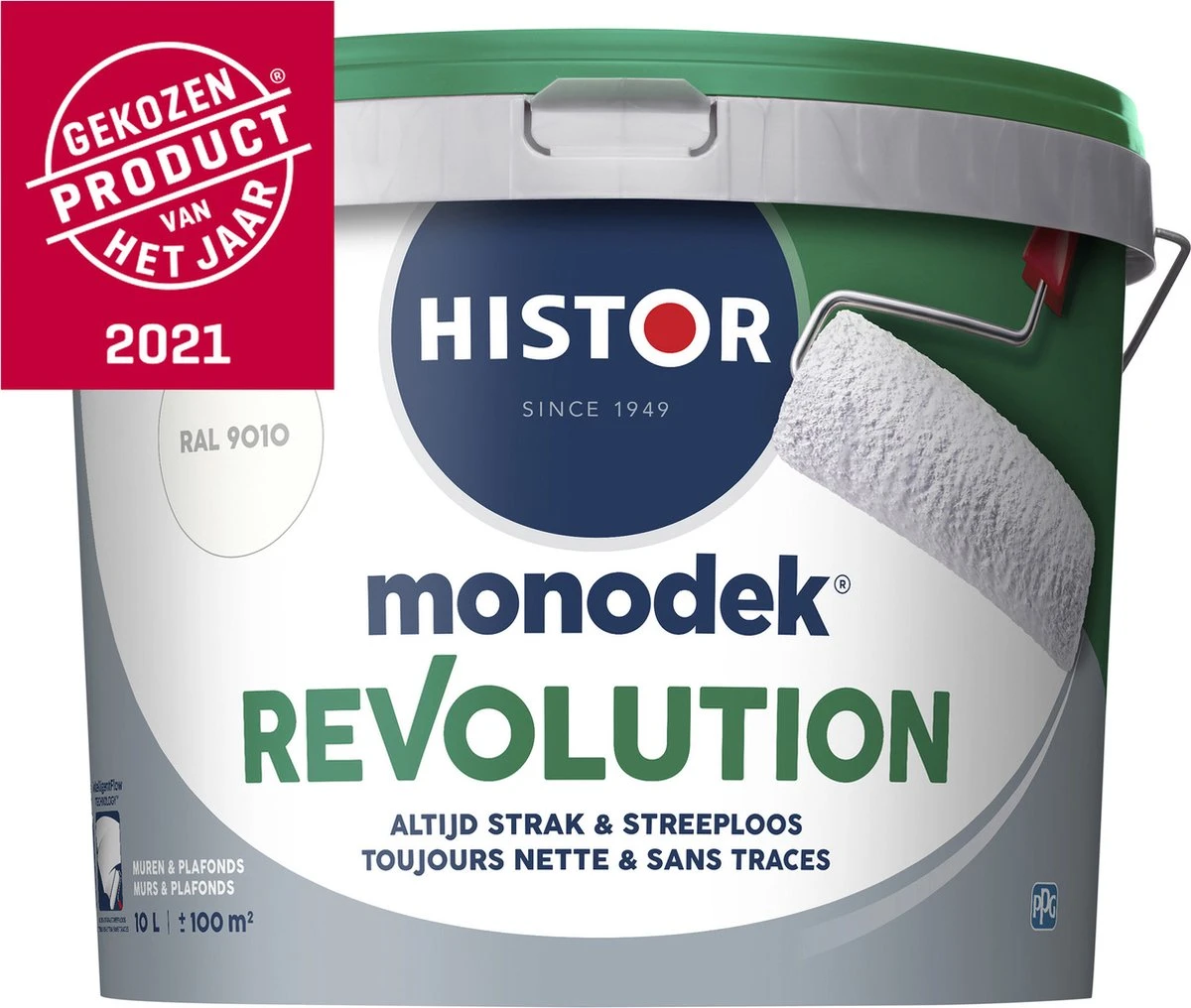 Histor Monodek Revolution Muurverf | 10 Liter | RAL 9010 3 Histor Monodek Revolution Muurverf | 10 Liter | RAL 9010