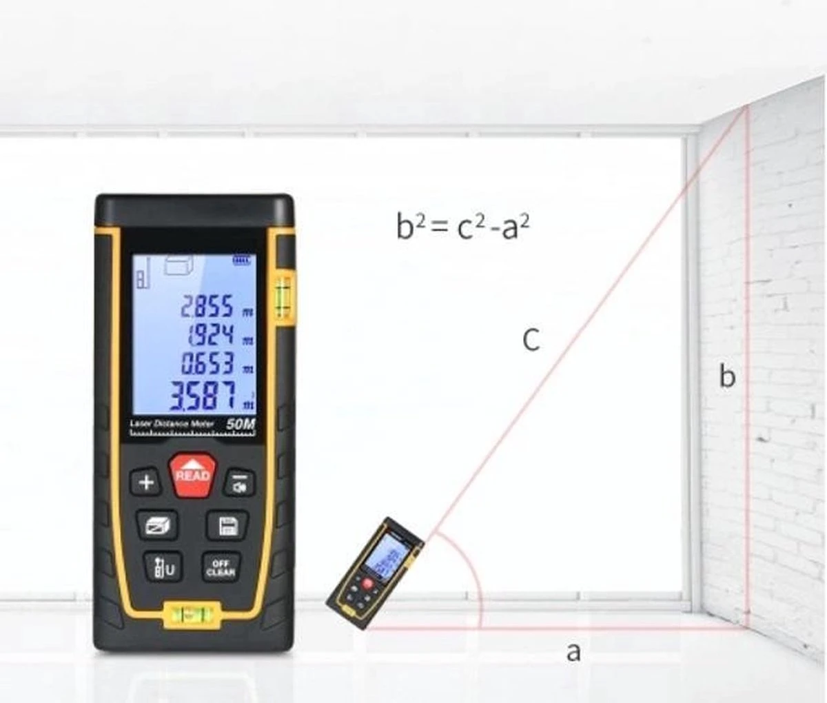 A&K Professionele Laser Afstandsmeter | 50 Meter Bereik | Gebruiksvriendelijk | Snelle Afstandsmeting | Incl. Batterijen V2.0 5 A&K Professionele Laser Afstandsmeter | 50 Meter Bereik | Gebruiksvriendelijk | Snelle Afstandsmeting | Incl. Batterijen V2.0 - Afbeelding 3