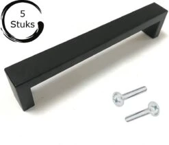 Handgreep / Keukengreep Zwart 128 Mm 5 Stuks - Strak - Handgrepen Voor Deurtjes - Deurgreep - Meubelgreep - Handgreep Zwart - Keukengreep - Greep Zwart - Meubelbeslag - Handgrepen Kast - Meubelgrepen - Handgrepen Voor Deurtjes - Inclusief Schroeven
