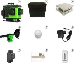 KIRA Zelfnivellerende Kruislijnlaser Met 16 Lijnen- 4D Laser- Meet Bereik 25 Meter -Op Afstand Bestuurbaar- Inclusief Muurbeugel - 360 Graden Statief-Lijnlaser - Kruislaser - Rotatielaser - Groene Lasers - Waterproof - Laserwaterpas -WerkPro Verkoopwinkel 1200x1025 6