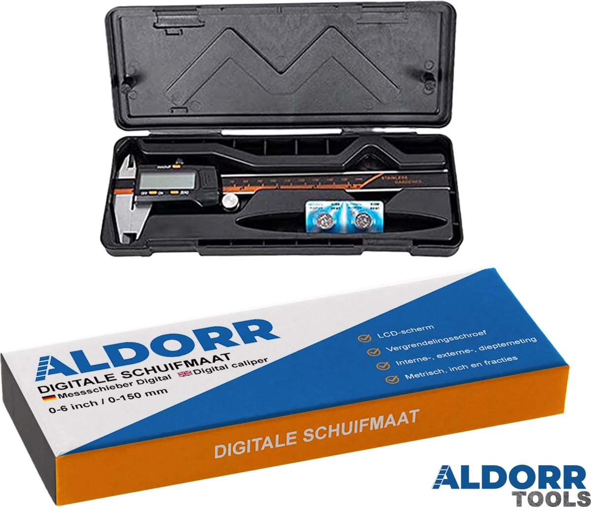 ALDORR Tools - Professionele Digitale Schuifmaat - RVS - Incl. 2 Reservebatterijen - 150mm 10 ALDORR Tools - Professionele Digitale Schuifmaat - RVS - Incl. 2 Reservebatterijen - 150mm - Afbeelding 8