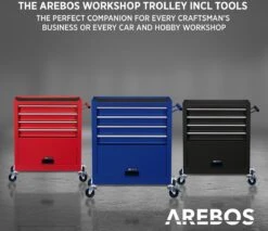 AREBOS Werkplaatswagen Gereedschapswagen Met 4 Laden 1 Kast & Incl Gereedschap -WerkPro Verkoopwinkel 1200x1037 10