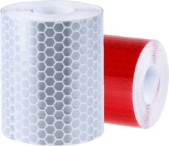 Reflecterend Tape Klasse 1 -Zelfklevend - 2 Rollen (wit + Rood) - 5cm Breed - 300cm Lang/rol