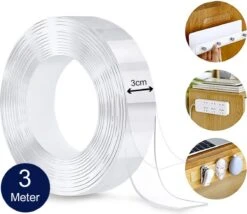 Nano Tape Extra Sterk Dubbelzijdig Transparant - 3m X 3cm Breed - Montagetape - Herbruikbaar En Waterbestendig