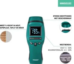 VONROC PRO Vochtmeter – Professioneel Gebruik – Accuraat – Hoog Contrast LCD Met Achtergrondverlichting 14 VONROC PRO Vochtmeter – Professioneel Gebruik – Accuraat – Hoog Contrast LCD Met Achtergrondverlichting -WerkPro Verkoopwinkel 1200x1048 5