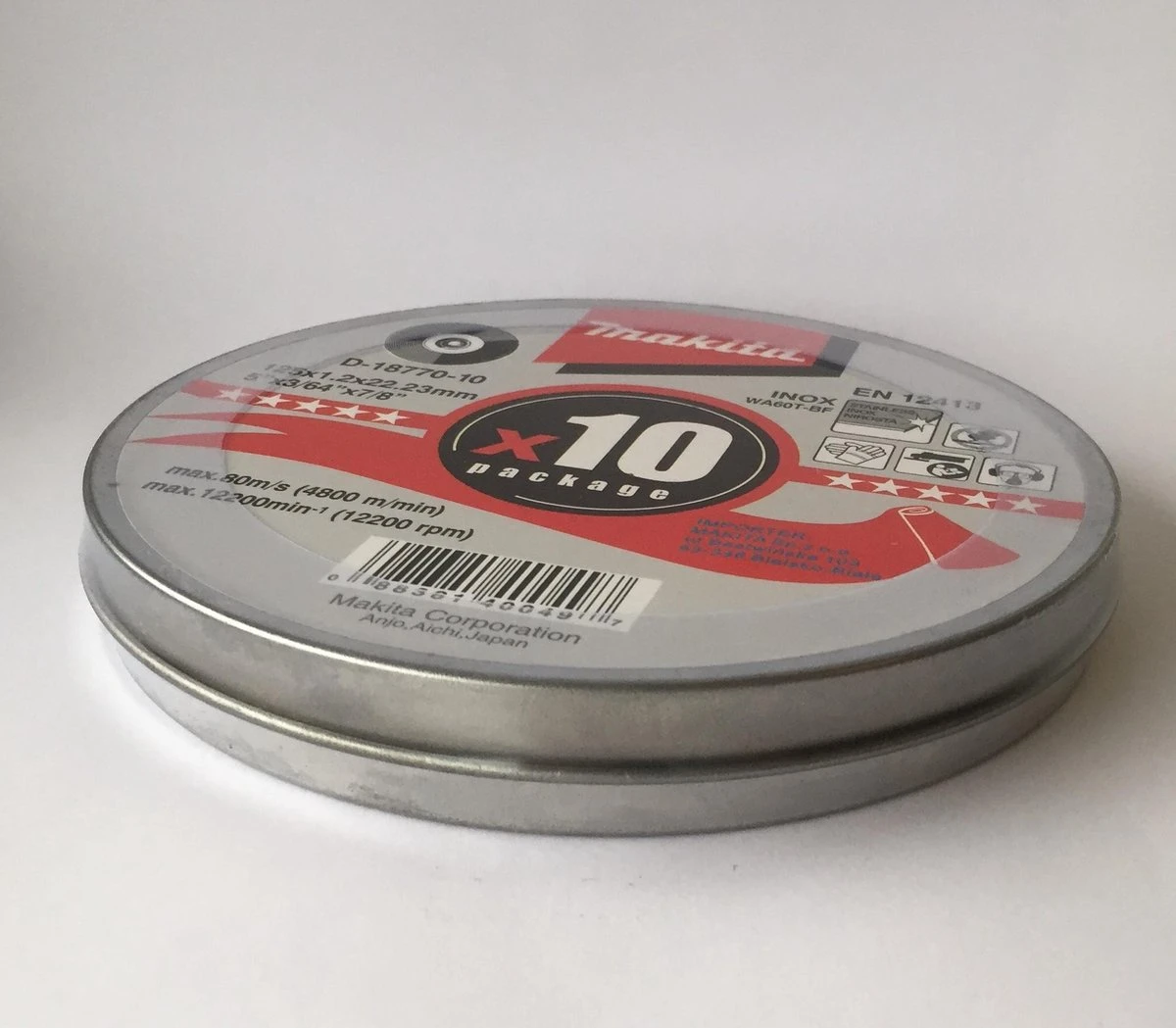 Makita D-18770-10 Doorslijpschijf - 125 X 22,23 X 1,2mm - RVS - Inox (10st) 5 Makita D-18770-10 Doorslijpschijf - 125 X 22,23 X 1,2mm - RVS - Inox (10st) - Afbeelding 3