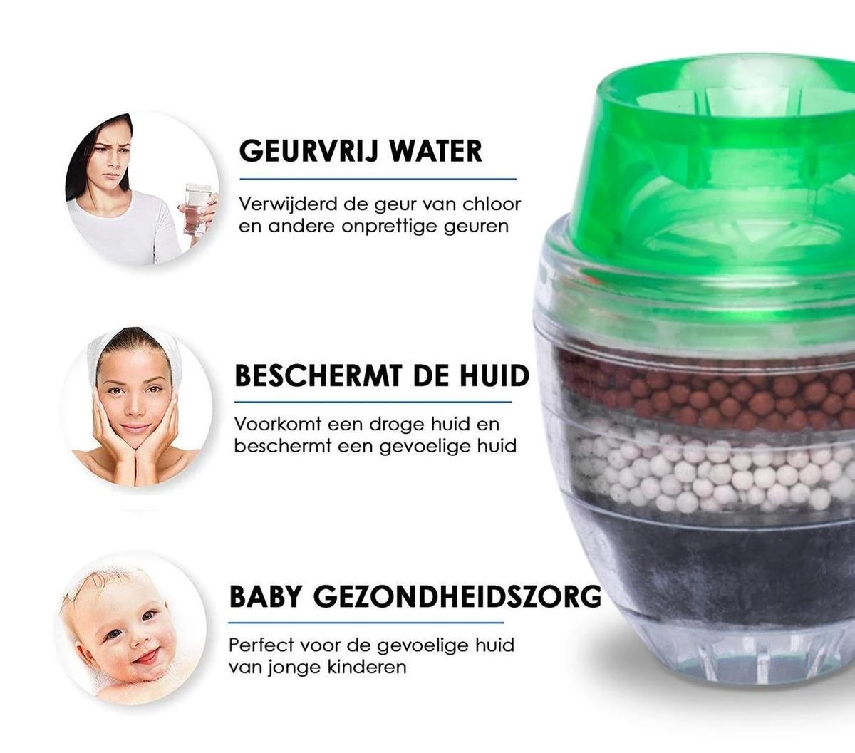 Greenure Waterfilter - Waterzuiveraar - Kraanfilter - Waterzuivering - Voor Op De Kraan - Groen 6 Greenure Waterfilter - Waterzuiveraar - Kraanfilter - Waterzuivering - Voor Op De Kraan - Groen - Afbeelding 4