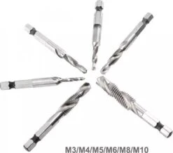 Merkloos 6-delig Boortap Set - Bit Boor Tap En Verzinken Set Gemaakt Van HSS - Gereedschap Boormachine M3-M10 - Schroefdraad Snijden - Combi Boortap - Gaten Boren - Incl. Klein Opbergdoosje -WerkPro Verkoopwinkel 1200x1060 12