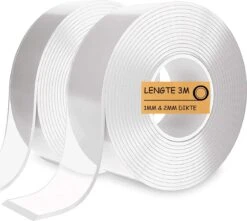 VOORDEELVERPAKKING ( 2 STUKS ) - Nano Tape - Dubbelzijdige Tape - Magic Tape - Gekko Tape - Afwasbare Tape - Ultra Sterke Tape - Transparante Tape - Gekko Grip - Multifunctionele Tape - Doe Het Zelf Tape - 3M X 30 MM X 2 MM - 3 M X 30 MM X 1MM