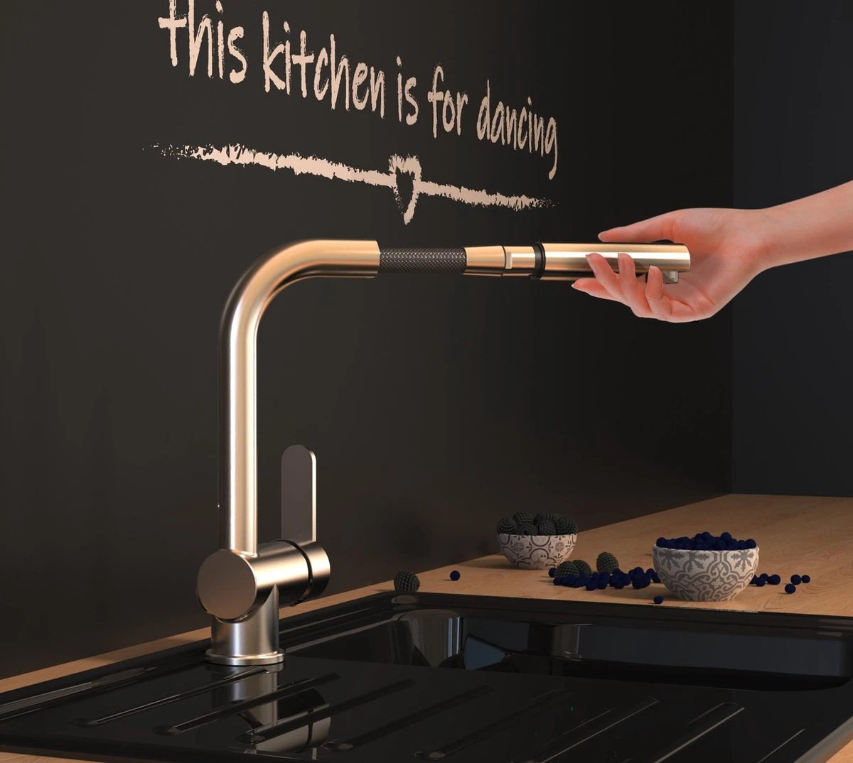 SCHÜTTE London Design Keukenkraan - Mengkraan - Draaibare Uitloop - Uittrekbare Mousseur - RVS-look 8 SCHÜTTE London Design Keukenkraan - Mengkraan - Draaibare Uitloop - Uittrekbare Mousseur - RVS-look - Afbeelding 6