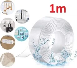 Professionele Dubbelzijdige Nano Tape - Zeflklevende Tweezijdige Transparant Montagtape - Nanotape Kleefband Plaktape Op Rol - Afwasbaar & Herbruikbaar - Grip Tape Plakband Extra Sterk - Gekko Tape - Op Maat Te Knippen - 1 Meter