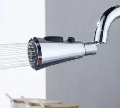 Kraan Opzetstuk - 360 Graden Draaien - 3 Standen - Afwassen - Keukenkraan - Waterbesparend -Flexibele Kraankop - Verlengstuk - Kraanonderdelen - Roeterende Kraanslang - Kraan Mondstuk - Perlator