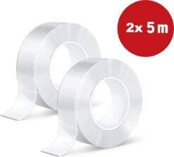 Nano Tape - Klussen - 10 Meter Lang (2x5m) - 1 Cm Breed - Dubbelzijdig Plakband Extra Sterk - Transparante Dubbelzijdige Tape Extra Sterk - NanoTape - Muur Tape - Waterdicht - Herbruikbaar