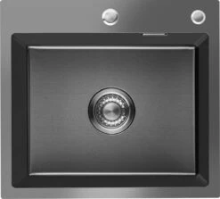 LOMAZOO Spoelbak Gun Metal 50x45 – Spoelbak Keuken - Spoelbakken Keuken – Wasbak Keuken - RVS [CRYSTAL]