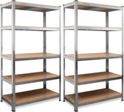 2 Stuks Stellingkast Opbergrek Met 5 Planken - 175x75x30cm - 350kg