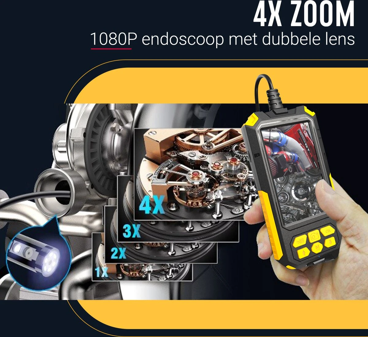 Endoscoop Camera Dual Lens Inspectiecamera 5M - 4.5” Scherm – Endoscoop Inspectie Camera - Full HD – Luxe Opbergtas - IP68 Waterdicht – Incl. Micro SD Kaart 32GB 11 Endoscoop Camera Dual Lens Inspectiecamera 5M - 4.5” Scherm – Endoscoop Inspectie Camera - Full HD – Luxe Opbergtas - IP68 Waterdicht – Incl. Micro SD Kaart 32GB - Afbeelding 9