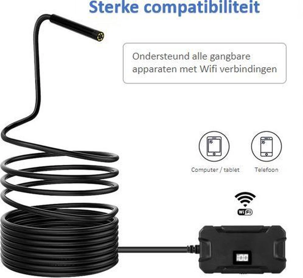 T&D Inspectiecamera 5M - Android/IOS - IP68 Waterdicht - 1080P HD - LED Verlichting - Endoscoop - Inspectie Camera 9 T&D Inspectiecamera 5M - Android/IOS - IP68 Waterdicht - 1080P HD - LED Verlichting - Endoscoop - Inspectie Camera - Afbeelding 7
