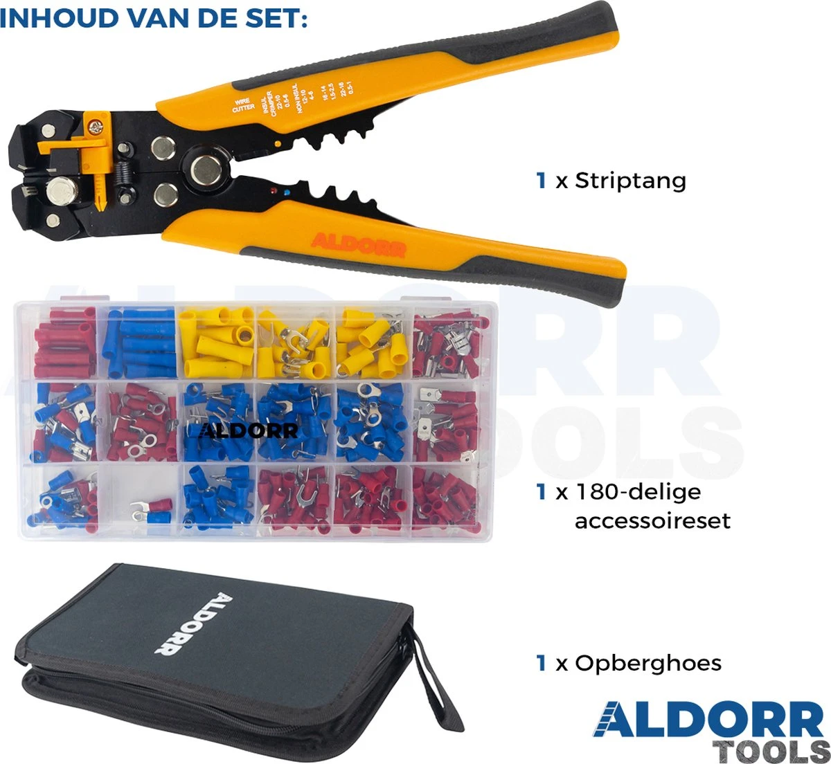 ALDORR Striptang Met 280-delig Accessoireset - 3 In 1 - Striptang - Krimptang - Isoleertang 6 ALDORR Striptang Met 280-delig Accessoireset - 3 In 1 - Striptang - Krimptang - Isoleertang - Afbeelding 4