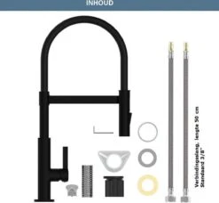 SCHÜTTE Miami Design Keukenkraan - Mengkraan - Draaibare Uitloop Met Soft-Touch Slang - Zwart Mat -WerkPro Verkoopwinkel 1200x1107 7