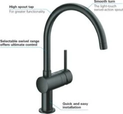GROHE Minta Keukenkraan Mat Zwart - C-uitloop - Draaibaar - 32917KS0 21 GROHE Minta Keukenkraan Mat Zwart - C-uitloop - Draaibaar - 32917KS0 -WerkPro Verkoopwinkel 1200x1108 6
