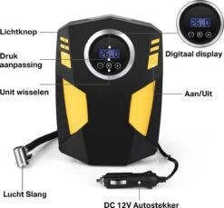 TRANSNECT Compressor Bandenpomp – Luchtcompressor – Elektrische 12V - 35 L/Min - 100psi - Draagbaar - Voor Auto, Motorfiets -WerkPro Verkoopwinkel 1200x1112