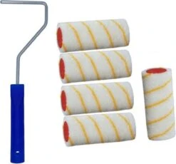 5x Verfroller / Vachtrollers Incl Rollerbeugel - 10 Cm - Rollers Voor Het Schilderen Van Wanden En Plafonds