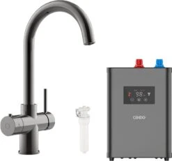 Kokend Water Kraan | Gun Metal Zwart | 3 In 1 Pakket | KWK3-1RGM-3PAK